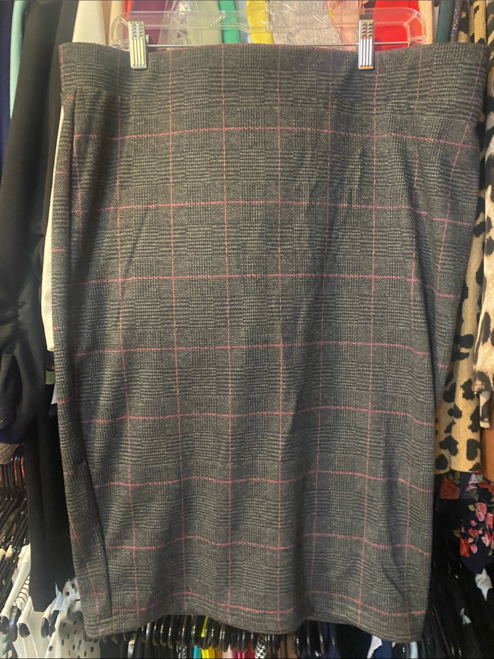 torrid Gray pencil skirt with Pink Windowpane Plaid